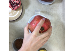 Torta all'acquafaba e melograno