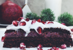 Torta all'acquafaba e melograno